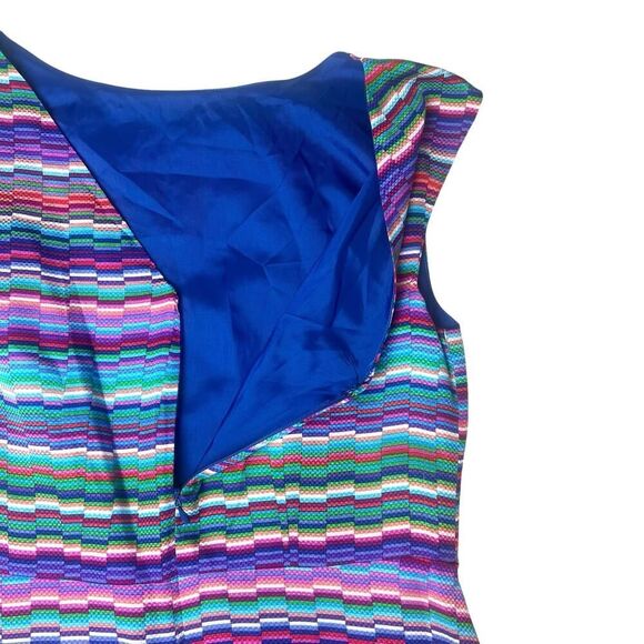 Shoshanna Fit & Flare Sleeveless Kaleidoscope Silk Dress Multicolor Sz 10 - Picture 12 of 12